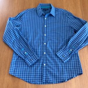 Jack Maverick Men’s Blue Plaid Cotton Sport Shirt, Long Sleeves, Size L